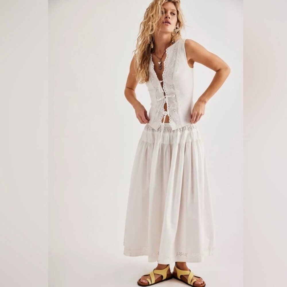 Free People Gesibelle Set Eyelet Tie Front Top JUST THE TOP